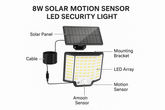 8W Solar Motion Sensor LED Security Light – Outdoor Wall Mount